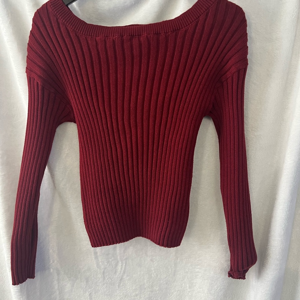 SHEIN Burgundy Off-Shoulder Sweater